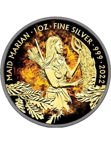 Maid Marian Burning Myths And Legends Oz Silver Coin Royaume U