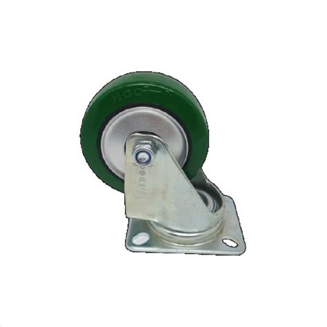 Jual Roda Trolly Troli Troly Pu Hijau 4 Inch Medium Duty Hidup Swivel