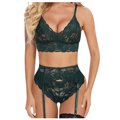 Ydkzymd Women Bra And Panty Lingerie Sexy Lace Babydoll With Garter