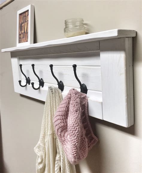 Rustic Wooden Entryway White Coat Rack Rustic Wooden Shelf