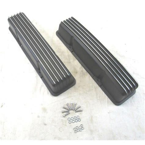 Tall Aluminum Finned Valve Cover Without Hole For Sbc Black