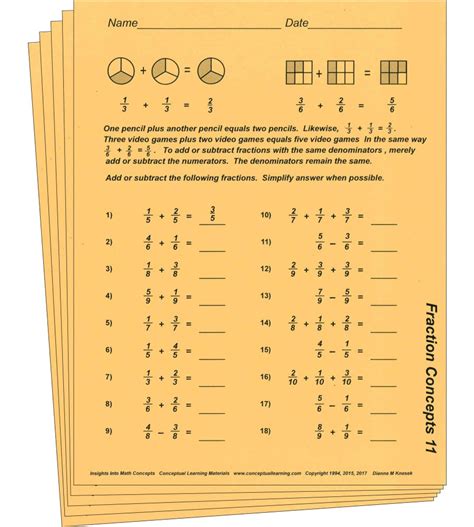 Fraction Concepts – Conceptual Learning Materials