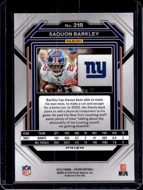 2022 Panini Prizm Saquon Barkley No Huddle 218 Giants EBay