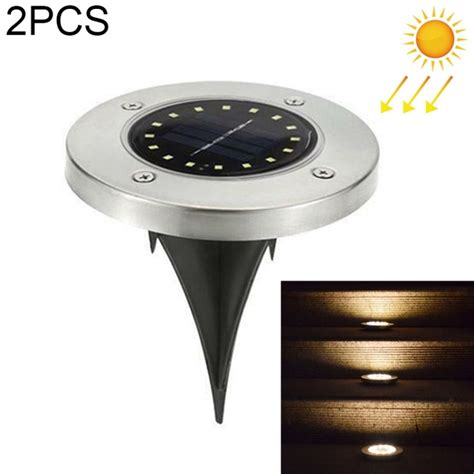 2 Pcs 16 Leds 지상 램프 Ip65 방수 야외 정원 가로등 따뜻한 흰색 아래 태양 전원 매장 빛