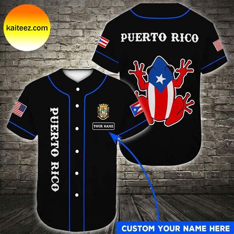 Puerto Rico Flag Black Baseball Jersey - Kaiteez