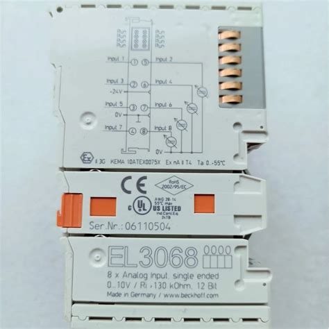 Beckhoff Original EL3068 Ethercat Terminal 8 Channel Analog Input