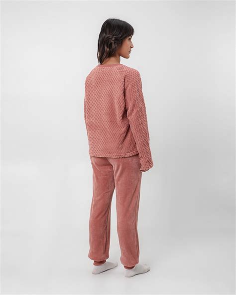 Riachuelo Pijama Longo Feminino Em Fleece Alasca Rosa Riachuelo