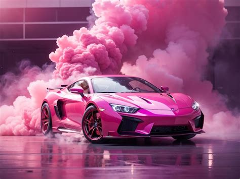 Pink Sports Car and Pink Smoke Wallpaper Illustration | Premium AI ...