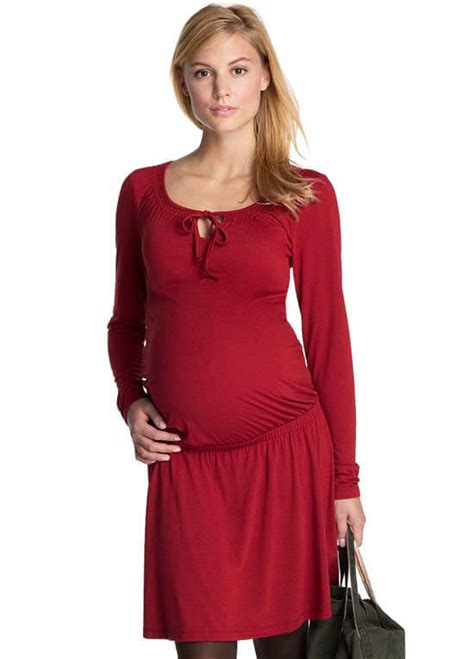 Red Peasant Maternity Dress By Esprit