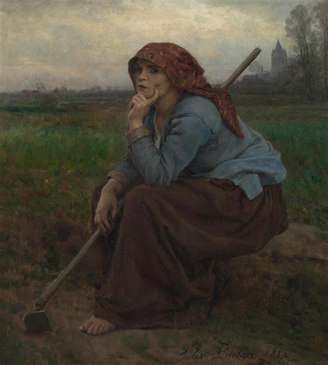 Young Peasant Girl With A Hoe Painting By Jules Breton Fine Art America