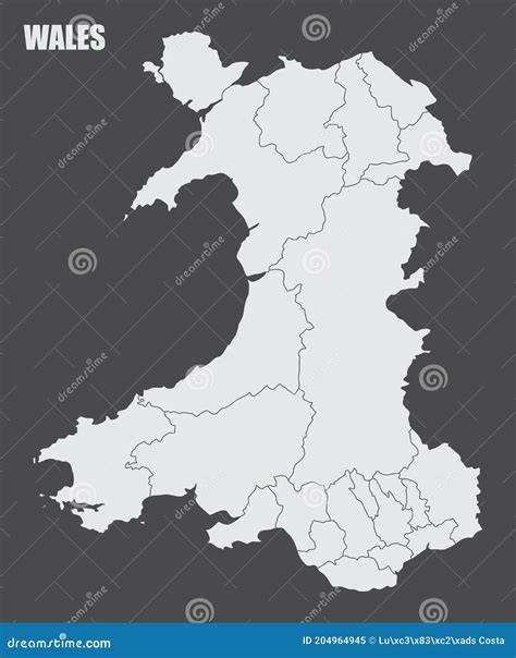 Wales Regions Map Stock Vector Illustration Of Design