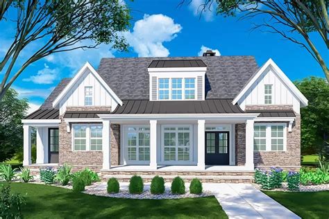 3 Bed French Country Farmhouse Plan With Screened Porch And Vaulted