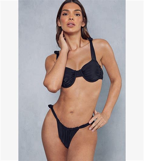 Buy MissPap Knot Detail Ruched Bikini Set In Black 6thStreet UAE