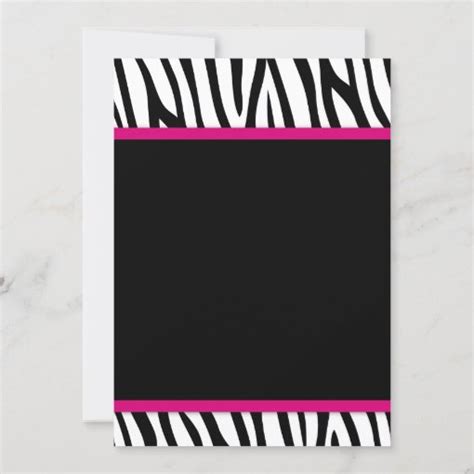 Zebra Hot Pink Printed Bow Baby Shower Invitation Zazzle