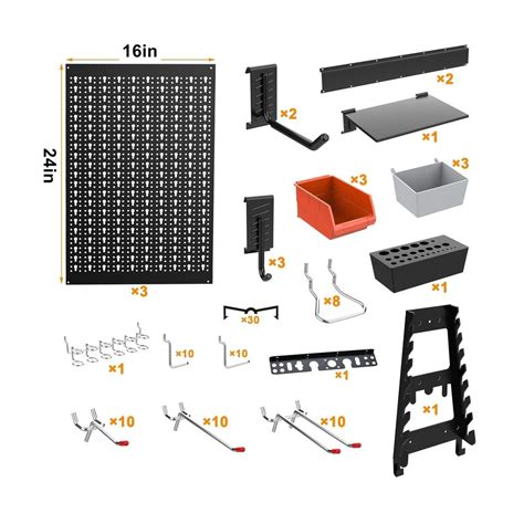 TORACK Metal Pegboard Wall Organizer For Garage 109PCS Pegboard