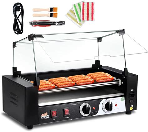 LIANQIAN Electric 12 Hot Dog 5 Roller Grill Cooker Machine with Cover ...