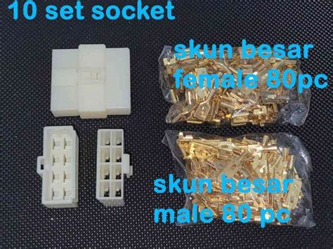 Jual SOCKET MOBIL 8 PIN BESAR 10 SET CONNECTOR SKUN MOTOR SOKET