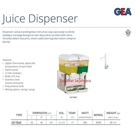 Jual Juice Dispenser GEA LS 12X2 Jus Dispenser Jakarta Timur