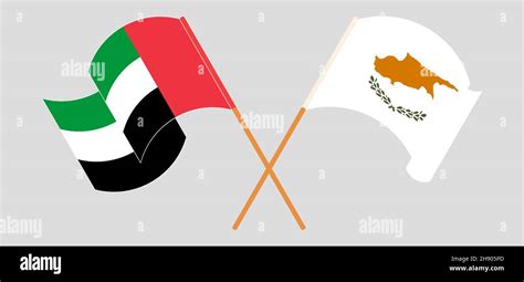 Crossed And Waving Flags Of Cyprus And The United Arab Emirates Vector