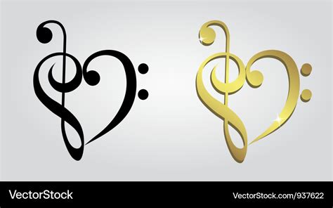 Heart formed of treble clef and bass clef Vector Image