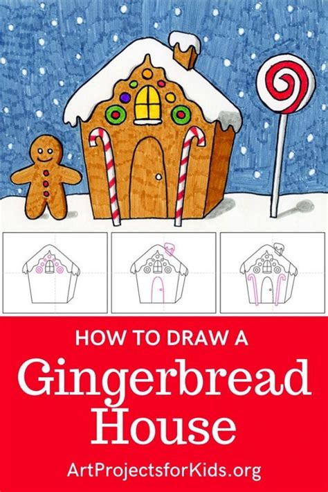 Easy How to Draw a Gingerbread House Tutorial Video and Gingerbread House Coloring Page ...