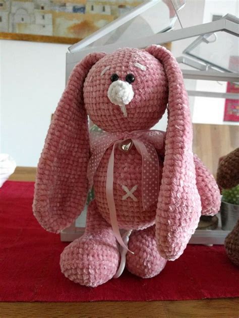 Pupazzo Amigurumi Con Carillon Bunny Handmade Pezzo Unico H 30 Cm