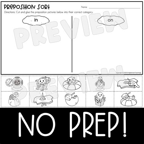 Ocean Preposition Sort Worksheets Cut Glue Paste Sorting Positional