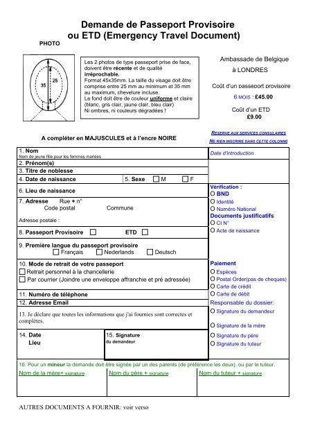 Formulaires Disponibles Retrait Passeport Mineur