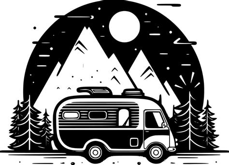 Camping, Black and White Vector illustration 24571001 Vector Art at Vecteezy