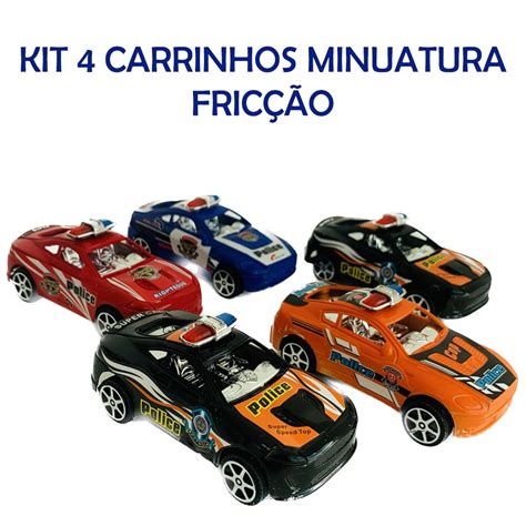 Kit 4 Carrinhos Tipo Hot Wheels Ficção Coloridos Policia Dupari Loja de Brinquedos