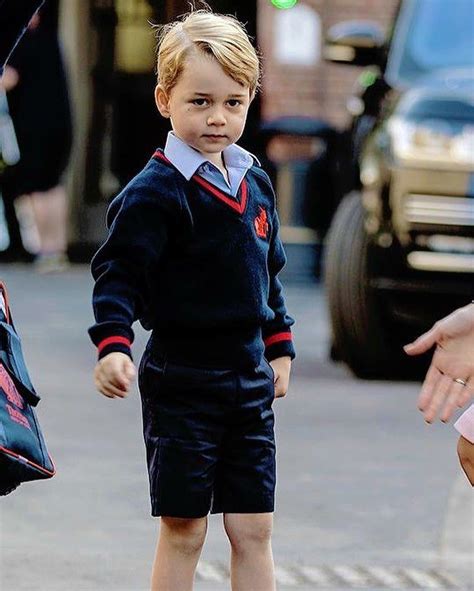 Prince George Of Cambridge Arrives For His First Day Of School At