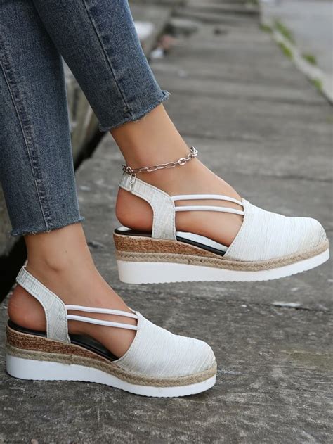 Women Minimalist Espadrille Slingback Court Wedges Vacation Summer