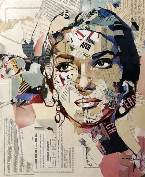 A Woman S Face Is Made Up Of Many Different Pieces Of Paper And Newspaper