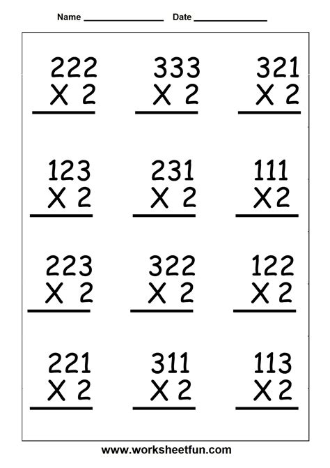 Multiplication Worksheets 3 Digit By 2 Digit