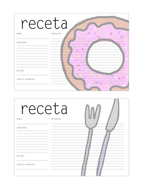 Tarjetas De Recetas Imprimibles Tarjetas De Recetas Plantilla Receta