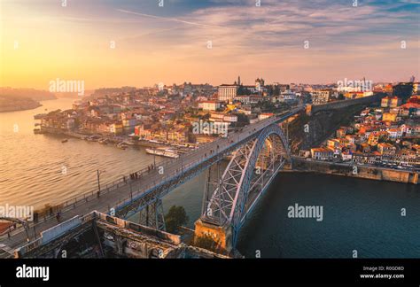 View Of The Historic City Of Porto With The Dom Luiz Bridge Portugal