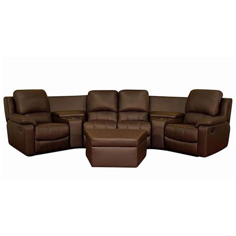 Brown Leather 7 Piece Recliner Sectional Seating W Ottoman Free