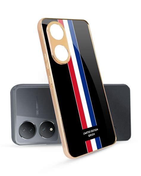 Buy Flag Striped Copper Metallic Gold Premium Glass Case For Vivo Y