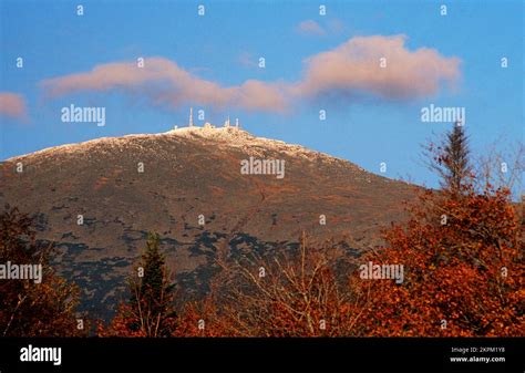 An Autumn View Of The Summit Of New Hampshires White Mountains Stock