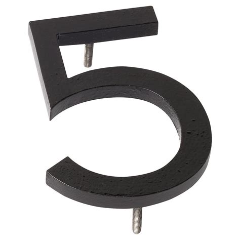 12 In Black Aluminum Floating Or Flat Modern House Number 5 Mhn 12 5 F Bk1 The Home Depot