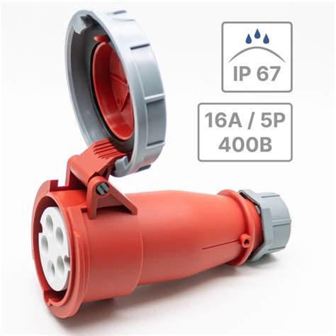 Розетка кабельная уличная с крышкой 16А 5P (3Р+N+Е) 400В JESIRO ...