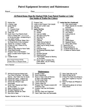 Fillable Online Bsa Troop Troop Form Patrol Equipment Inventory