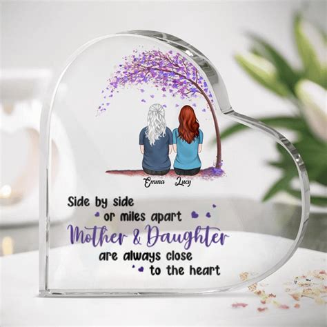 Custom Personalized Mom And Daughter Heart Shaped Acrylic Plaque 