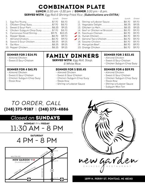 Menu At New Garden Chinese Restaurant Pontiac