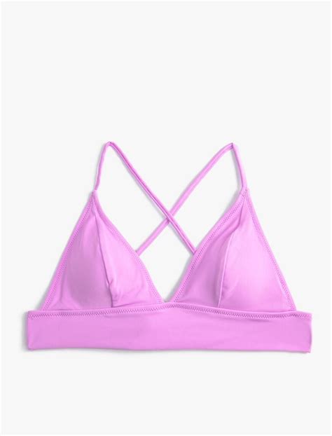 Mor Kadın Bikini Üstü Bralet Çapraz Askılı Kaplı 3SAK10130BM Koton