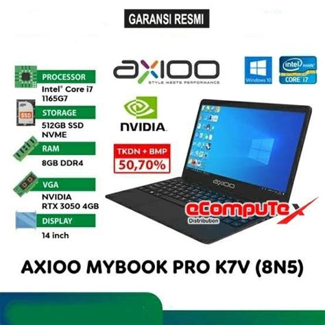 LAPTOP AXIOO MYBOOK PRO K7V 8N5 5 I7 8GB 512GB 14 FHD IPS TKDN