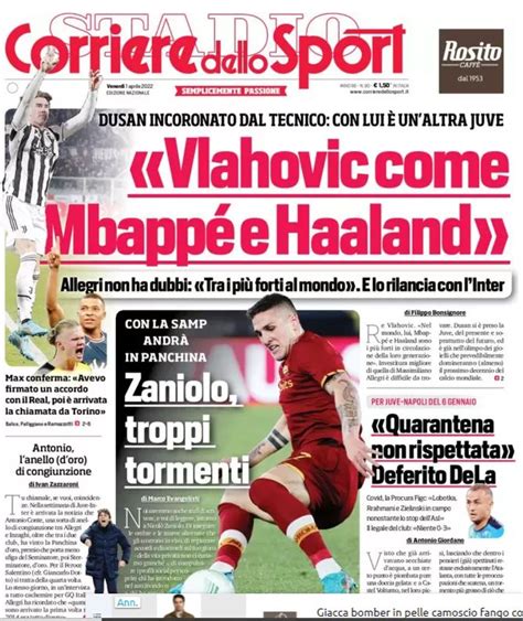 1 Aprile 2022 Le Prime Pagine Dei Giornali Sportivi Pioli Allievo