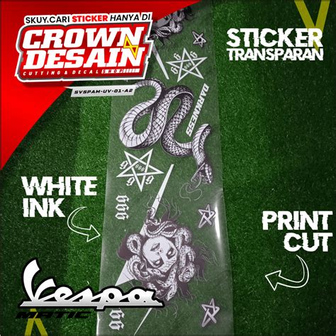 Jual Striping Stiker Vespa Matic Variasi Transparan Medusa Striping