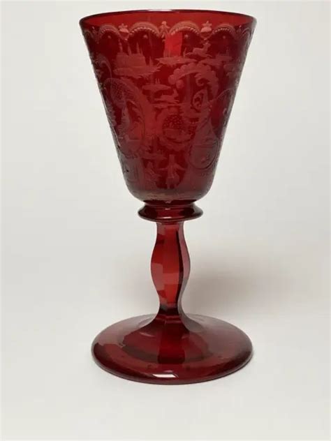 SUPERBE VERRE À vin en cristal de Bohême pokal XIXe Bohemian glass EUR