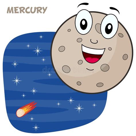 Cartoon Mercury Planet Character Stock Vector Illustration Of